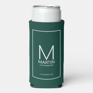 Enfriador De Latas Slim Monograma y nombre personalizados modernos para pa