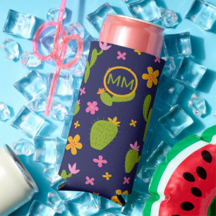 Enfriador De Latas Slim Monogramado Cactus Fun Personalizado