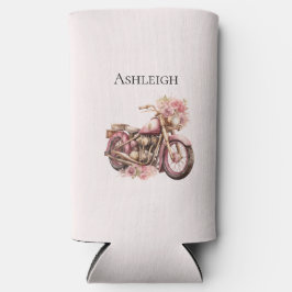 Enfriador De Latas Slim Motocicleta floral rosa