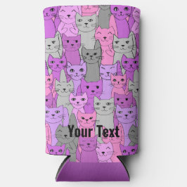 Enfriador De Latas Slim Muchos gatos rosados morados diseñan Refrigerador 