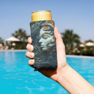 Enfriador De Latas Slim Mujer a la luz de la luna Arte 3D
