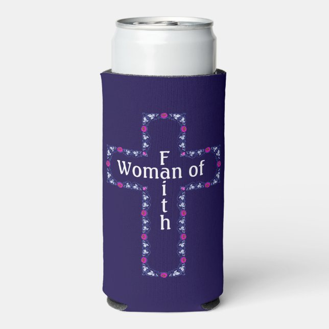 Enfriador De Latas Slim Mujer de fe (Reverso Agua con Gas)
