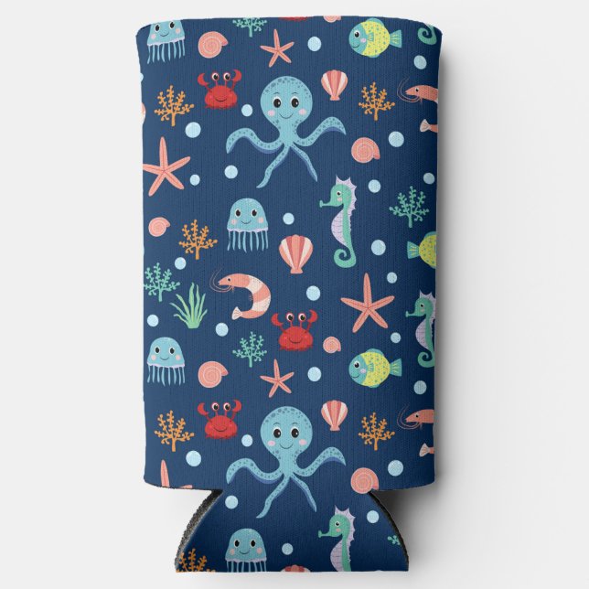 Enfriador De Latas Slim Mundo del Mar (Anverso)