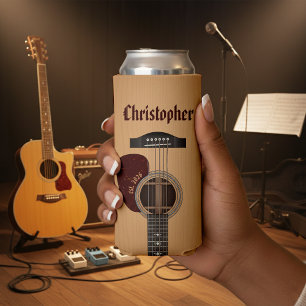 Enfriador De Latas Slim Músico de Guitarra Acústica Guitarrista Nombre Mar