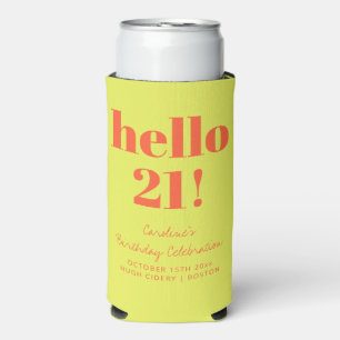 Enfriador De Latas Slim Naranja Chartreuse Negrita Moderno Cumpleaños 21 P