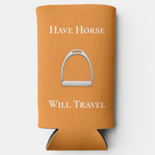 Enfriador De Latas Slim naranja ecuestre "Have Horse Will Travel"