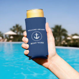 Enfriador De Latas Slim Nautical Bote Nombre Anchor Rope Bienvenida
