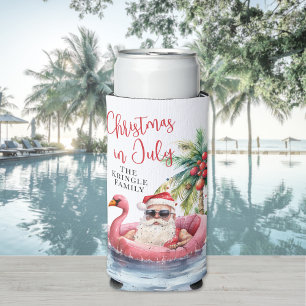 Enfriador De Latas Slim Navidad de Playa en Julio