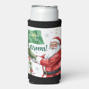 Enfriador De Latas Slim Navidades de golf con Santa Claus con texto gracio