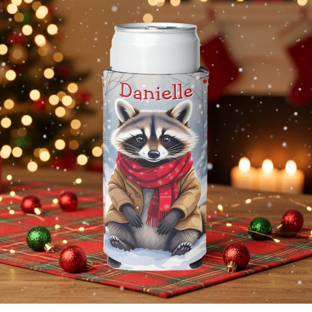 Enfriador De Latas Slim Navidades de mapaches extravagantes (Subido por el creador)