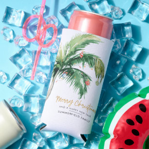 Enfriador De Latas Slim Navidades de palmeras días festivos Fiesta familia