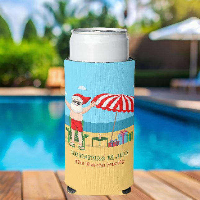 Enfriador De Latas Slim Navidades del verano de julio Fiesta Santa Claus B (Subido por el creador)