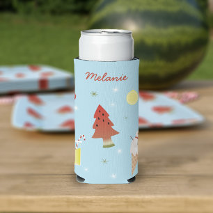 Enfriador De Latas Slim Navidades en julio Fiesta verano de barbacoa perso