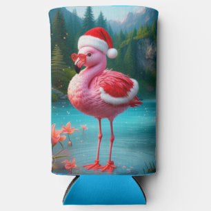 Enfriador De Latas Slim Navidades Flamingo Como Santa Claus-47475