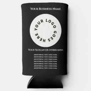 Enfriador De Latas Slim Negro añade tu propio texto y logotipo