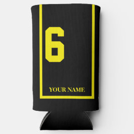 Enfriador De Latas Slim Negro con caballo amarillo 6 Personalizado de tela