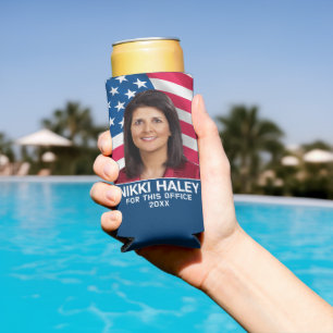 Enfriador De Latas Slim Nikki Haley - Foto de campaña con bandera estadoun