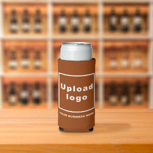 Enfriador De Latas Slim Nombre comercial y logotipo en Seltzer Can Brown C