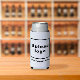 Enfriador De Latas Slim Nombre comercial y logotipo en Seltzer Can White C