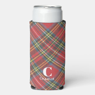 Enfriador De Latas Slim Nombre inicial, Stewart Tartan Plaid