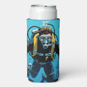 Enfriador De Latas Slim Nombre personalizado Buceador Scuba