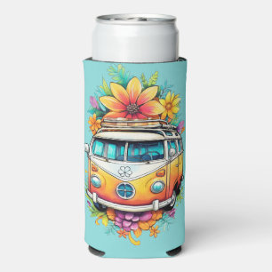 Enfriador De Latas Slim Nombre personalizado Hippie Van
