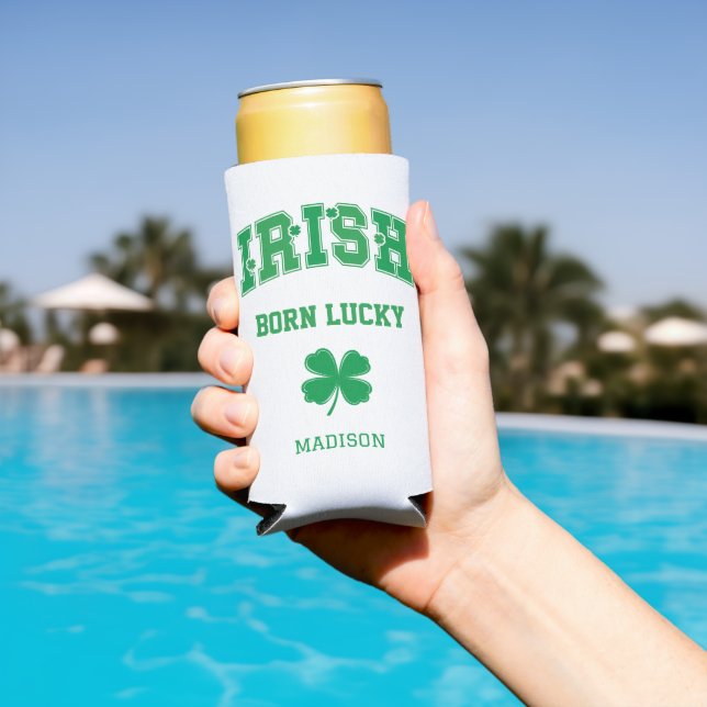 Enfriador De Latas Slim Nombre personalizado irlandés nacido con suerte (Piscina in situ)