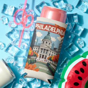 Enfriador De Latas Slim Nombre personalizado Retro Filadelfia