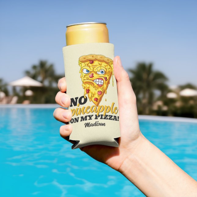 Enfriador De Latas Slim Nombre personalizado y pizza de ingredientes enoja (Piscina in situ)
