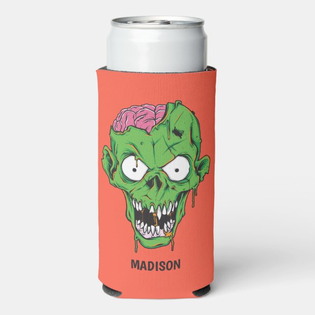 Enfriador De Latas Slim Nombre personalizado Zombie (Reverso Agua con Gas)