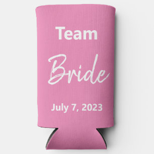 Enfriador De Latas Slim Novia en equipo - Rosa y Blanco - Boda