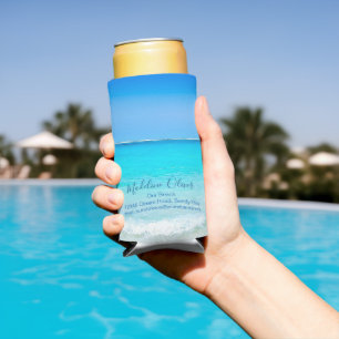 Enfriador De Latas Slim Ocean Sea Blue Business Moderno