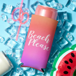 Enfriador De Latas Slim Ombre Naranja Rosa Caliente Beach Please