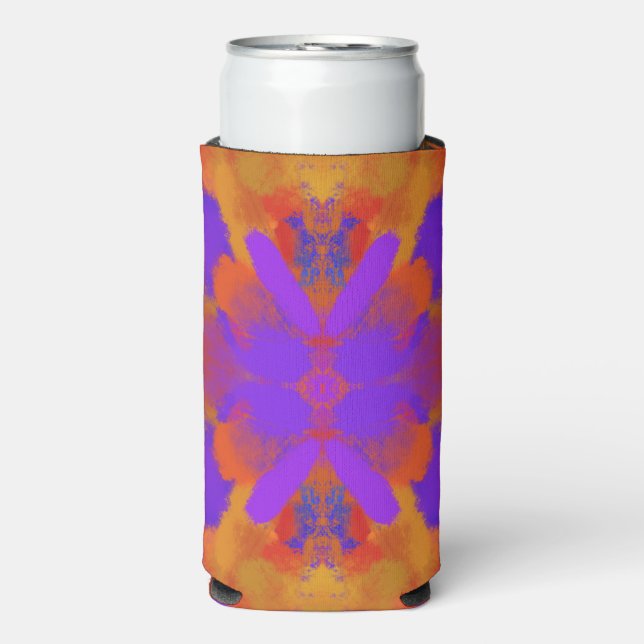 Enfriador De Latas Slim Orange Purple And Red Abstract Graphic Art Design (Frente Agua con Gas)