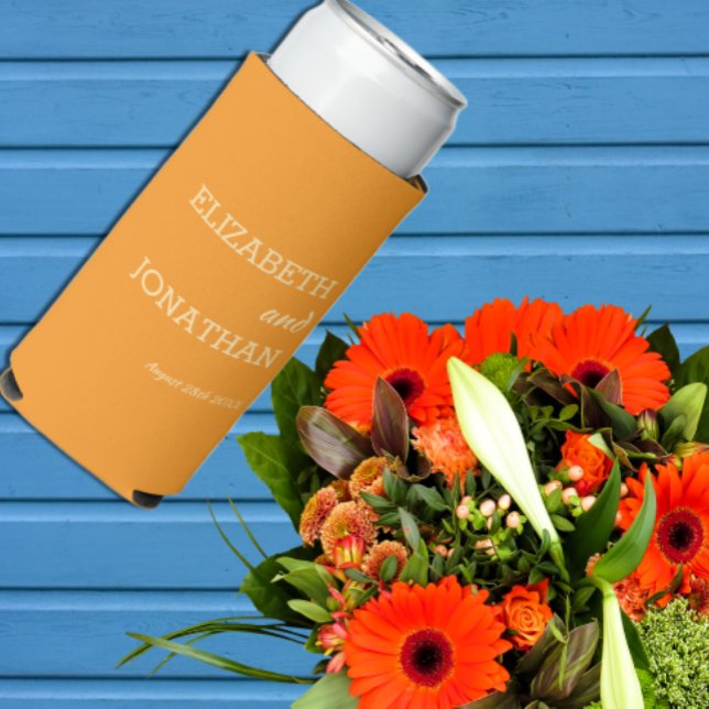 Enfriador De Latas Slim Orange Sunset Wedding (Subido por el creador)