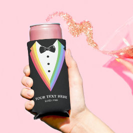 Enfriador De Latas Slim Orgullo Gay Personalizado Groomsmen Negro