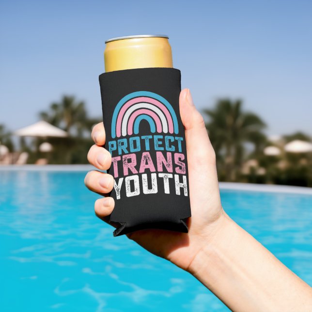 Enfriador De Latas Slim Orgullo LGBT Protege a los Jóvenes Transexuales (Piscina in situ)