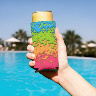 Enfriador De Latas Slim Orgulloso Panromántico Retro Groovy Burbujeante Tr