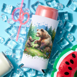 Enfriador De Latas Slim Oso acuático y cubo personalizado