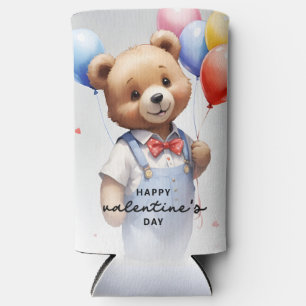 Enfriador De Latas Slim Oso De Acuarela De Color Cutáneo el día de San Val