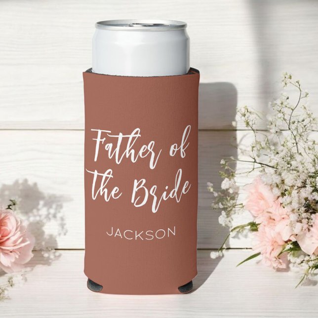 Enfriador De Latas Slim Padre del Boda de Terracota Marrón Bride (Subido por el creador)