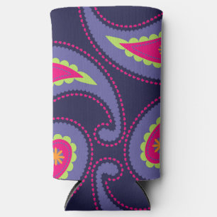 Enfriador De Latas Slim Paisley morada y rosa