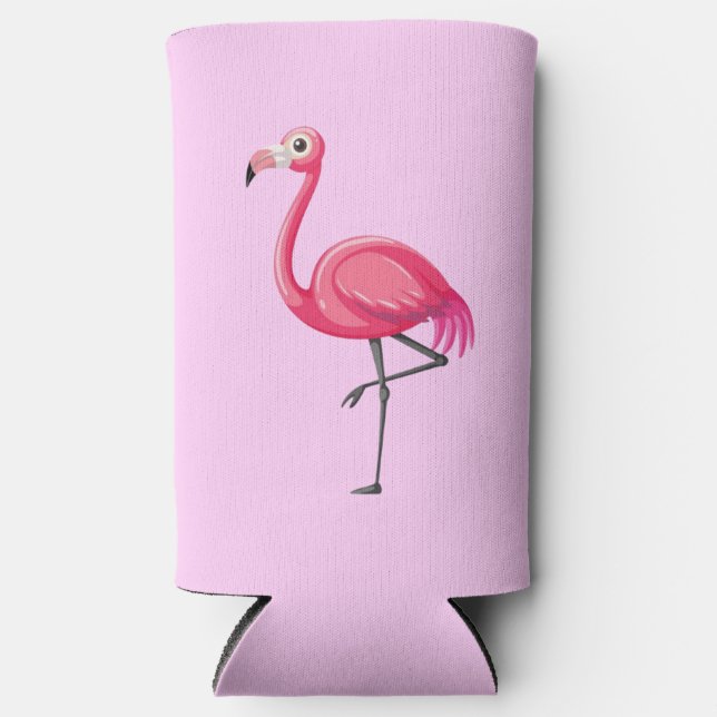 Enfriador De Latas Slim Pájaro Flamingo Rosa-89686 (Anverso)