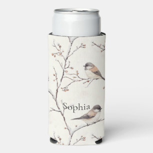 Enfriador De Latas Slim Pájaros en árbol de Navidad