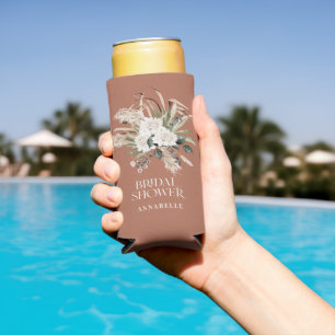 Enfriador De Latas Slim Pampas terracotta boho favor de la ducha de novia