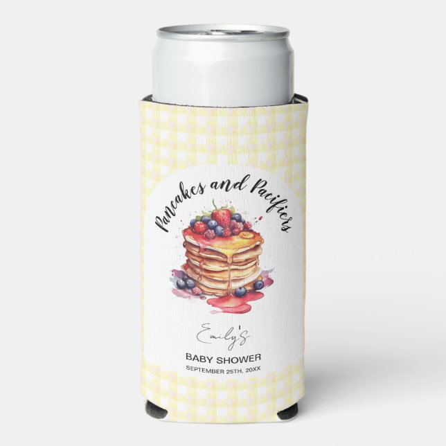 Enfriador De Latas Slim Pancakes and Pacificadores Gingham Plaid Baby Show (Frente Agua con Gas)