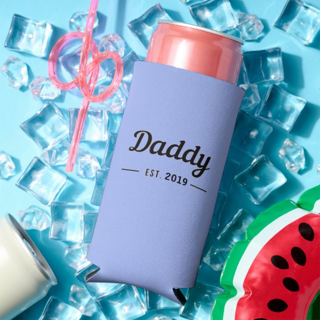 Enfriador De Latas Slim Papi desde el año azul negro del texto (Verano in situ)