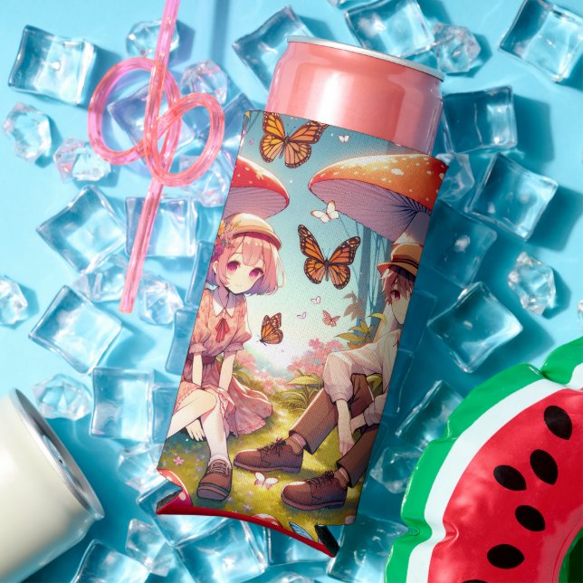 Enfriador De Latas Slim Pareja romántica romántica personalizada (Verano in situ)
