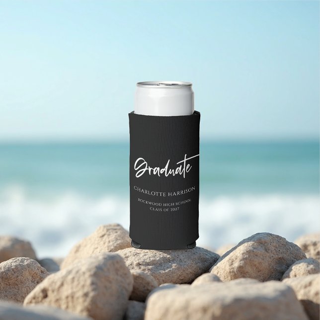 Enfriador De Latas Slim Partido de Graduación de Guión Personalizado Blanc (Subido por el creador)