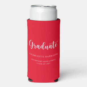 Enfriador De Latas Slim Partido de Graduación Simple con Script Casual